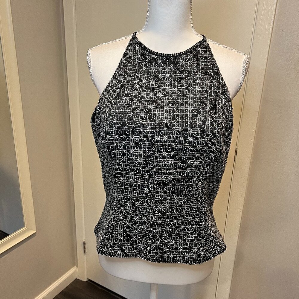 ZOLA Evening Black Fully Beaded Sleeveless Halter Top, Size 12